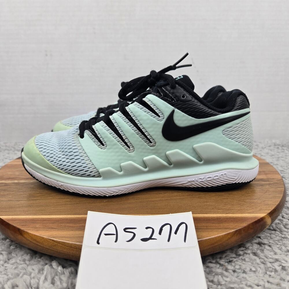 Nike Women 6.5 Court Air Zoom Vapor X Mint Green Black Tennis Shoe AA8027-300